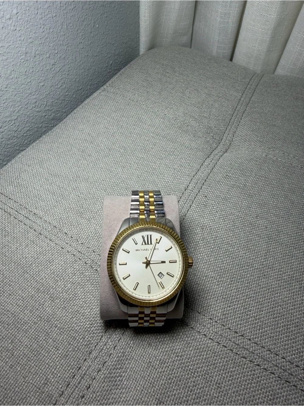Michael Kors Two-Tone Gold & Silver Men's Bracelet Watch with White Dial